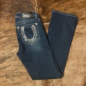 Grace in LA Jeans with Embroidered Pockets